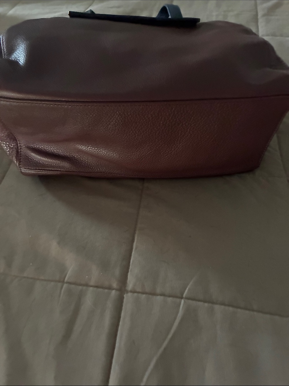 Pour La Victoire Plum-Marion Leather Satchel with leather Navy Handles and Trim - Picture 11 of 14